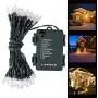 Outdoor String Lights Christmas Lights - LOENDE Battery Operated String Lights 50 Led String Lights Mini Lights for Christmas Tree Wreath Garden Wedding Party, 18ft, Waterproof, Warm White, 2 Pack