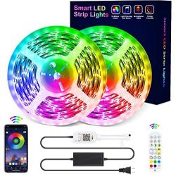 LED Lights for Bedroom, 32.8FT RGB Led Strip Lights Music Sync Led Light Strips, 5050 SMD Waterproof Color Changing Led Rope Lights with Remote, APP Control for Room,TV, Wall, Party, Home Decoration