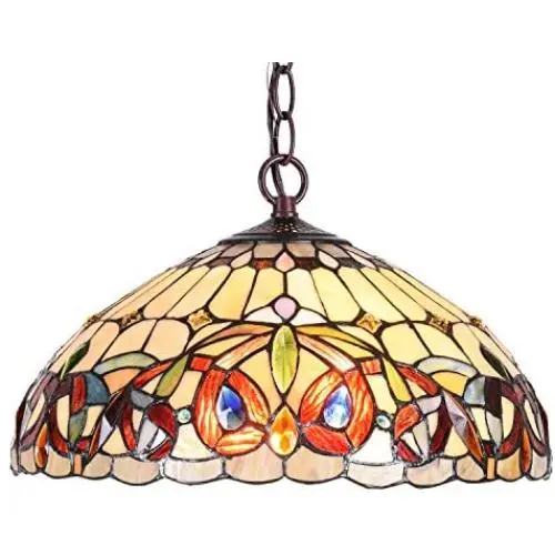 Capulina Tiffany Dining Table Lights, 16 Inch Wide Hanging Tiffany Style Lamp, 2-Light Stained Glass Lighting Fixtures, Stained Glass Dining Room Lights, Victorian Tiffany Pendant Lights Capulina Tiffany Dining Table Lights, 16 Inch Wide Hanging Tiffany Style Lamp, 2-Light Stained Glass Lighting Fixtures, Stained Glass Dining Room Lights, Victorian Tiffany Pendant Lights