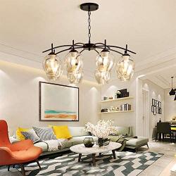 Modern Sputnik Glass Chandelier Globes, Nordic Farmhouse Mid-Century Ceiling Chandelier Pendant Lights with 8 Lights E26 Bulbs, Chandelier Light Fixture for Living Dining Room Restaurant