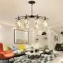 Modern Sputnik Glass Chandelier Globes, Nordic Farmhouse Mid-Century Ceiling Chandelier Pendant Lights with 8 Lights E26 Bulbs, Chandelier Light Fixture for Living Dining Room Restaurant