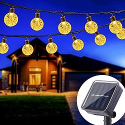 WERTIOO Solar String Lights 45ft 80 LEDs, Outdoor Solar Power Globe Lights Waterproof Crystal Ball Lighting for Patio, Lawn, Garden, Wedding, Party, Christmas Decorations (Warm White)