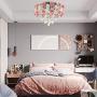 Pink Rose Crystal Chandelier, Modern Crystal Chandelier Ceiling Light Island Pendant Lighting Fixture Romantic Hanging Light for Bedroom Dining Room Living Room, Dia 19.7 Inch