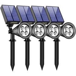 URPOWER Solar Lights Outdoor, 2-in-1 Waterproof Adjustable Solar Spotlights Outdoor Wall Light, Dusk-to-Dawn Solar Powered Landscape Lights for Backyard/Garden/Pathway/Pool/Porch (4Pack, Cool White)