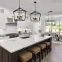 Emliviar 4-Light Dining Room Chandelier, Farmhouse Cage Pendant Hanging Light, Oil Rubbed Bronze Finish with Clear Glass Shade, YE19109-4 ORB