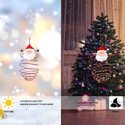 Christmas Hanging Solar Lanterns, 2 Pack Outdoor Waterproof Pathway Lights Santa Decor Pineapple Lights, Led Spiral Lantern Light for Garden Pathway Yard Driveway Porch Walkway Patio Warm White