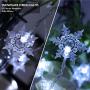 HOME RIGHT Christmas Snowflake String Lights, 20Ft 40 LED Decorative Waterproof Remote Control Battery Powered String Light for Indoor Outdoor Garden Patio Yard Camping Halloween Holiday White