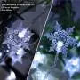 HOME RIGHT Christmas Snowflake String Lights, 20Ft 40 LED Decorative Waterproof Remote Control Battery Powered String Light for Indoor Outdoor Garden Patio Yard Camping Halloween Holiday White