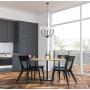 Kira Home Berlyn 22'' 5-Light Modern Chandelier + Clear Cylinder Glass Shades, Chain-Hung with Adjustable Height, Warm Brass Accents + Black Finish