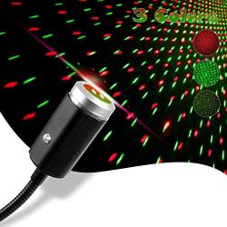 USB Star Light Projector, 3 Colors -7 Lighting Modes, Aevdor Car Ceiling Interior Light, Portable Romantic Galaxy USB Night Light Decorations for Bedroom Car Party Gameroom -Plug and Play (Red&Green)