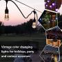 Yuusei Outdoor String Lights, 100Ft Waterproof Colored Changing Patio Lights Dimmable LED Hanging RGB String Light with 30+2 S14 Shatterproof Edison Bulbs, Remote Control, for Garden, Cafe, Balcony
