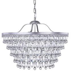 Wellmet 20 Inch Crystal Chandeliers, 6 Lights 5 Tiers Crystal Light, Adjustable Ceiling Pendant Lights, Modern Hanging Chandelier Lighting Fixture for Dining Room, Bedroom, Hallway, Bar, Kitchen, Bath