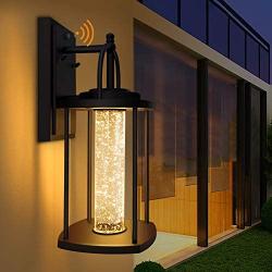 Dusk to Dawn Outdoor Wall Light, Waterproof Outdoor Wall Sconce with Crystal Bubble Glass, Outdoor Porch Lights for House/Garage/Garden, 10W, 3000K Warm White