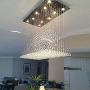 SILJOY Modern Rectangle Crystal Chandelier Rectangular Raindrop Flush Mount Ceiling Light Fixture for Dining Room Kitchen Island L 40