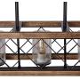 Giluta Rectangle Wood Metal Pendant Light Kitchen Island Chandelier Black Finish Rustic Industrial Chandelier Vintage Ceiling Light Fixture 5 Lights with Seeded Glass Shade (17810)