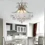 DINGGU Modern 6 Lights Chrome Finish Crystal Chandeliers Flush Mounted Pendant Ceiling Light for Dining Room
