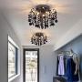 Q&S Crystal Ceiling Light Fixture Small Chandelier, Seml Ceiling Light Flush Mount, Mini Ceiling Fights for Bedroom, Aisle, Hallway, Closet,Entrance,Stairs,3 Lights G9,W12''