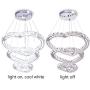 Modern Crystal Chandelier Light Fixture 3 Heart Rings LED Pendant Lighting Hanging Adjustable Stainless Steel Ceiling Lamp for Living Room Staircase Bedroom Dinning Room(Heart Cool White)