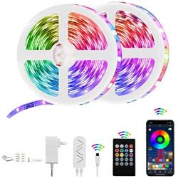 LED Strip Lights 50Ft Color Changing RGB Christmas Strip Lights with Remote, Music Sync, Sensitive MIC, Smart App Control LED Strip Lights for Bedroom, Kitchen, TV, Party,Room,Indoor Decoration