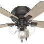 Hunter Crestfield Indoor Low Profile Ceiling Fan with LED Light and Pull Chain Control, 42'', Noble Bronze