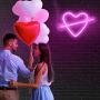 2 Pieces LED Neon Signs with USB and Battery Operated Pink Cupid Heart Shape and Love Neon Lights for Valentine Christmas Party Bedroom Living Room Wall Decor