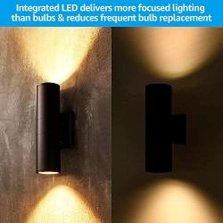 LEONLITE 20W Integrated LED Up Down Wall Light, 1400lm, Cylinder Outdoor Porch Lights, 100V-277V, Wet Location, Door Way, Corridor, Patio Light, Pack of 4