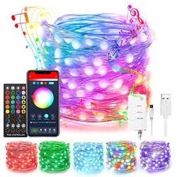 Popotan Alexa Christmas Fairy Lights 16ft Dreamcolor 50LEDs Fairy Lights Work with Echo Google Home, App Controlled, Music Sync, USB Plug in Twinkle Lights for Kids Bedroom Room Decor