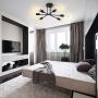 Semi Flush Sputnik Chandelier Ceiling Light 6-Light Modern Flush Mount Lighting Fixture,Black Hanging Pendant Lights for Bedroom Dining Room Living Room(Black)