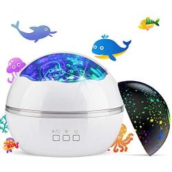 Night Light Projector,Delicacy 2 in 1 Ocean Undersea Lamp and Starry Sky Projector, 360° Rotating 8 Colors Mode LED Night Lights Projector for Kids Baby Bedroom Decoration