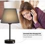 Bedside Table Lamps with Dual USB Charging Ports, Set of 2 Modern Lamps with Gray Fabric Shade, Stylish Desk Lamp for Bedroom Living Room Study Room Office