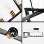 Modern Kitchen Island Light Pendant Chandelier 5-Light Ceiling Light Industrial Pendant Lighting Fixture Matte Black with Antique Brass Finish