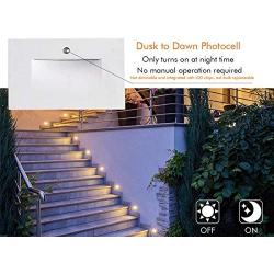 Cloudy Bay LED Step Light with Auto On Off Photocell,3000K Warm White,Stair Light,White Finish