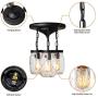 PUZHI HOME Semi Flush Mount Ceiling Light, 3 Lights Farmhouse Mason Jar Lights Industrial Vintage Close to Ceiling Light Rustic Chandelier Ceiling Lamp for Kitchen Farmhouse Dining Room