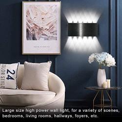 Bjour Wall Sconces Lighting Modern Up Down Wall Sconce Black Wall Mounted Sconce Square Hallway Wall Lamps 24W 2.6 Inch for Bedroom Home Theater Cool White, Not Dimmable