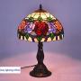 Tiffany Style Table Lamps Roses Flora Desk Light 18 Inches Tall Stained Glass 12 Inches Wide Lamp Shade Vintage Antique Accent Lamp for Living Bedside Room Coffee College Dorm