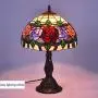 Tiffany Style Table Lamps Roses Flora Desk Light 18 Inches Tall Stained Glass 12 Inches Wide Lamp Shade Vintage Antique Accent Lamp for Living Bedside Room Coffee College Dorm