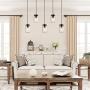 LALUZ Farmhouse Chandelier for Dining Rooms, 5-Lights Mason Jar Lights,Height Ajustable Pendant Lighting for Kitchen Island LALUZ Farmhouse Chandelier for Dining Rooms, 5-Lights Mason Jar Lights,Height Ajustable Pendant Lighting for Kitchen Island