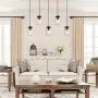 LALUZ Farmhouse Chandelier for Dining Rooms, 5-Lights Mason Jar Lights,Height Ajustable Pendant Lighting for Kitchen Island