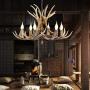 Antler Chandelier Lighting, 6 Lights Resin Deer Antler Chandelier Vintage Style for Living Room Dining Room Bedroom Bar Cafe American Retro Deer Horn Ceiling Lights