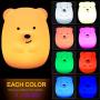 Bear Night Lights, Night Light Kids, Bedside lamp for Children, Baby Nursery Light, LED Lights - Break Resistant/Eye Caring/Adjustable Brightness & Color/Time Setting/Touch-Control & Remote Control