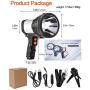 Rechargeable spotlight, Super Bright 7000 Lumens LED Searchlight Handheld, and Flood Camping Flashlight with Foldable Tripod with USB Output Function IPX4 Waterproof (ABS Silver)