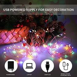 Ariceleo USB Powered String Light, 1 Pack USB Plug in Copper Wire Fairy Lights for Indoor, Bedroom Festival Christmas Wedding Party Patio Decorative Window with USB Interface (16ft./5M,Multi Color)