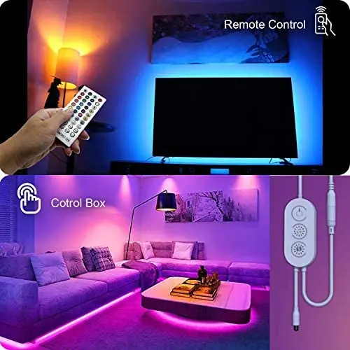 QJB Led Strip Lights Bluetooth 65.6Ft RGB 5050 Led Music Sync Color