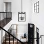 BONLICHT Vintage Industrial Metal Foyer Cage Chandelier 4 Light Black Candle Style Ceiling Hanging Light Fixture Rustic Lantern Pendant Lighting for Kitchen Hallway Bar Dining Room Restaurant