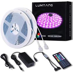 LED Strip Lights, 80ft RGB Led Strip SMD 5050 LED Lights, Color Changing Light Strip with 44 Keys RF Remote Controller 24V UL Power Adapter (White)