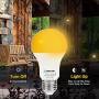 LOHAS Yellow LED Bug Light Bulb, Amber Yellow Bug Outdoor Porch Lights, A19 Dusk to Dawn Sensor Bug Light 40W Equivalent, E26 Security Auto On/Off LED Bulb, 500LM Yellow Bulbs for Bug Outdoor, 4Pack