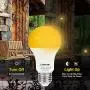 LOHAS Yellow LED Bug Light Bulb, Amber Yellow Bug Outdoor Porch Lights, A19 Dusk to Dawn Sensor Bug Light 40W Equivalent, E26 Security Auto On/Off LED Bulb, 500LM Yellow Bulbs for Bug Outdoor, 4Pack