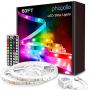 Phopollo Led Strip Lights 60ft 5050 RGB Flexible Led Lights with 44 Keys Remote Controller and 12V Power Supply