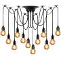 LAMPUNDIT 12-Light Chandelier, Adjustable DIY Ceiling Spider Pendant Lighting, Industrial Hanging Light Fixture (Each with 6ft Wire)
