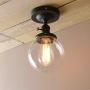 Pathson Industrial Semi-Flush Mount Ceiling Light, Vintage Style Pendant Lighting, Glass Shade Hanging Light Fixtures for Laundry Room Living Room Cafe Bar